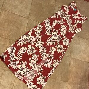 Kona Malia Red and White aloha Floral Dress w zipper down back size medium
